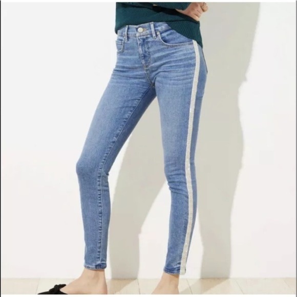 LOFT Denim - LOFT Beaded Slim Pocket Skinny Jeans Indigo Wash